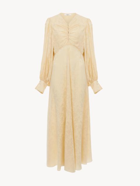 Chloé RUCHED LONG DRESS IN SILK JACQUARD
