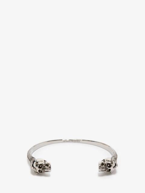 Alexander McQueen Men's Victorian Skull Cuff in Antique Silver
