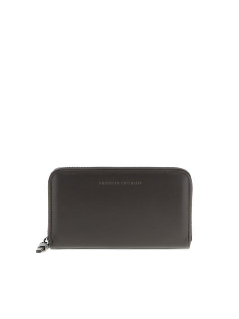 embossed-logo zip wallet