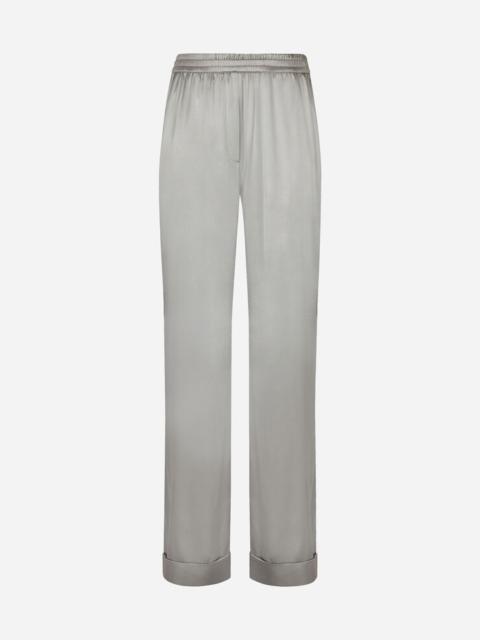Satin pajama pants with piping