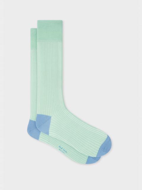 Paul Smith Mint Green Ribbed Cotton-Blend Socks