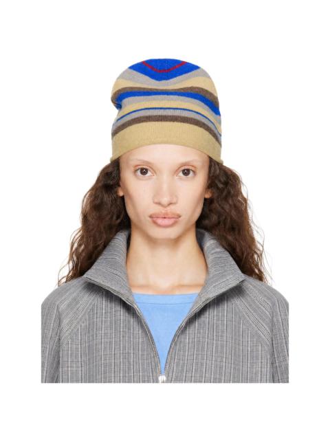 EDWARD CUMING Beige Striped 'Stoner' Beanie