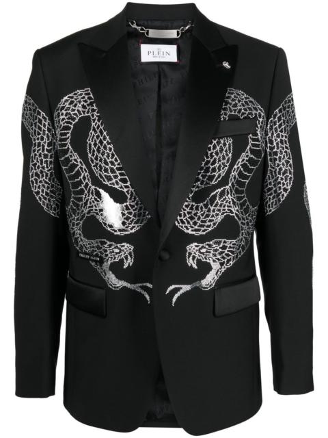 crystal-embellished single-breasted blazer