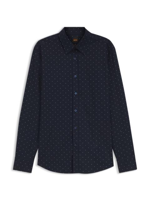 BOSS REGULAR-FIT SHIRT IN STRETCH-COTTON DOBBY