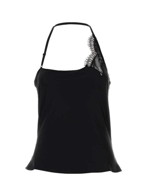 Black Stretch Satin Top