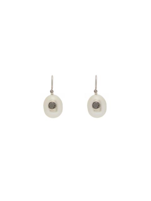 GABRIELA HEARST Pearl Earrings in Platinum & Black Diamonds