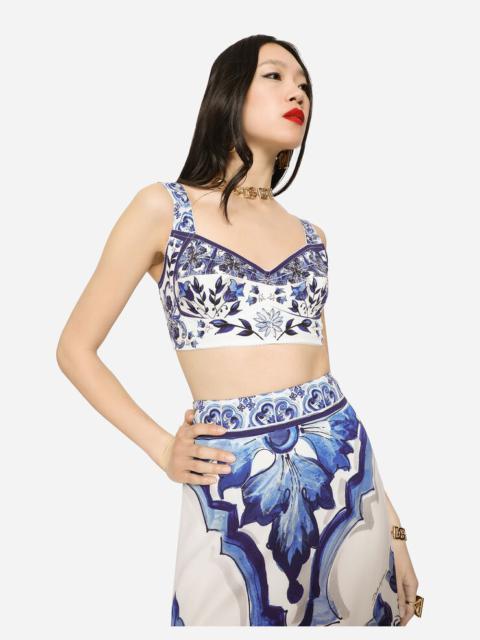 Dolce & Gabbana Majolica-print charmeuse top
