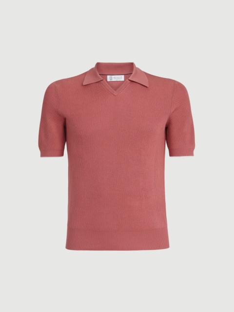 Brunello Cucinelli Cotton English rib knit polo