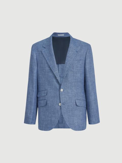 Brunello Cucinelli Virgin wool, silk and linen hopsack deconstructed Cavallo blazer