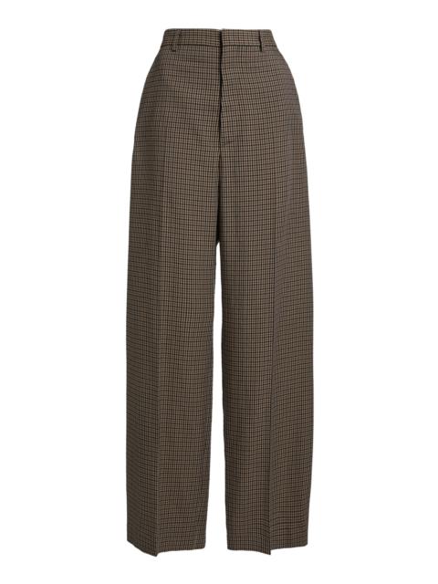 BALENCIAGA Tailored Check Wide-Leg Pants brown