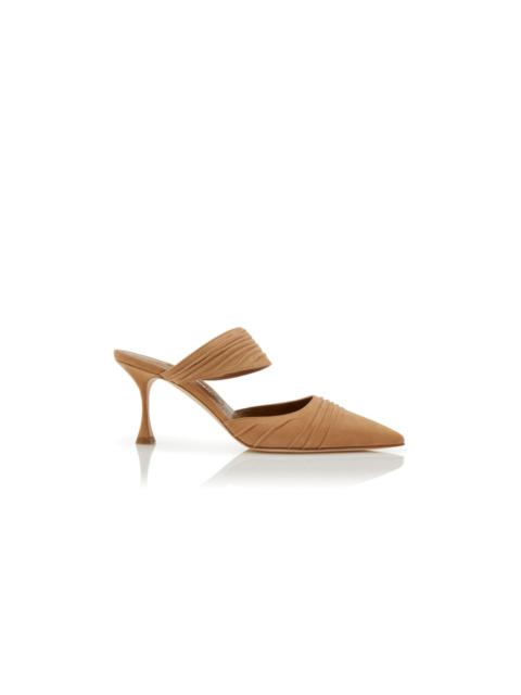 Brown Suede Pointed Toe Mules