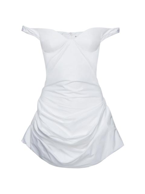 MAGDA BUTRYM Draped Cotton Mini Dress white