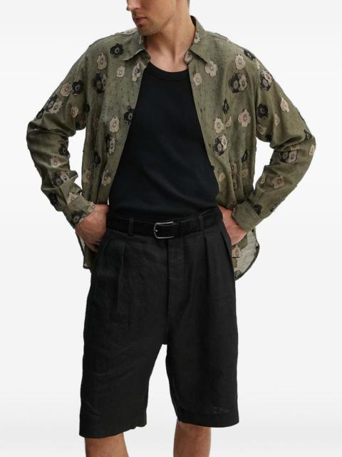 SUNFLOWER floral-appliqué long-sleeve shirt