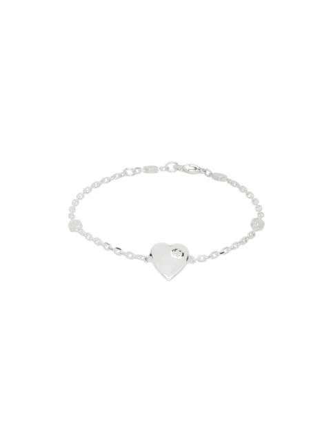 Silver Heart Interlocking G Bracelet