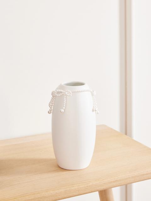 Completedworks Pearl-effect Bead-embellished Ceramic Vase