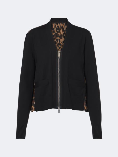 sacai Paneled leopard-print cotton-blend cardigan