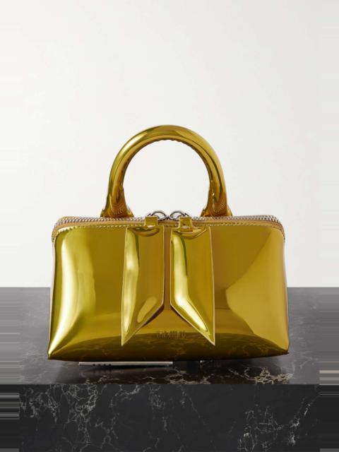 Friday mini leather-trimmed mirrored faux leather tote