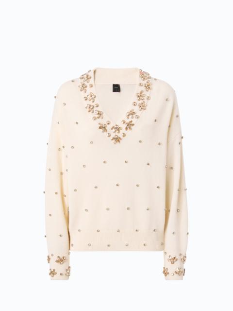 PINKO WOOL AND CASHMERE SWEATER WITH JEWEL APPLIQUÉS
