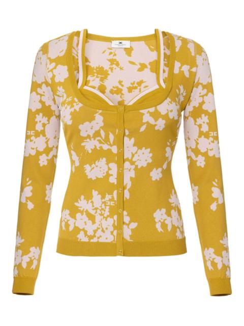 ELISABETTA FRANCHI floral-jacquard cardigan