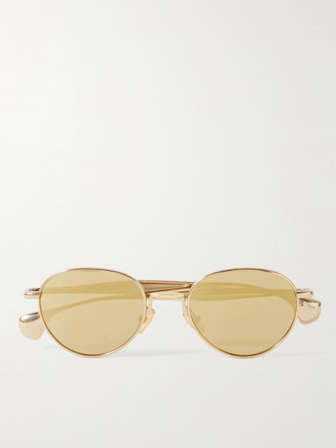 Bottega Veneta Round-Frame Gold-Tone Sunglasses