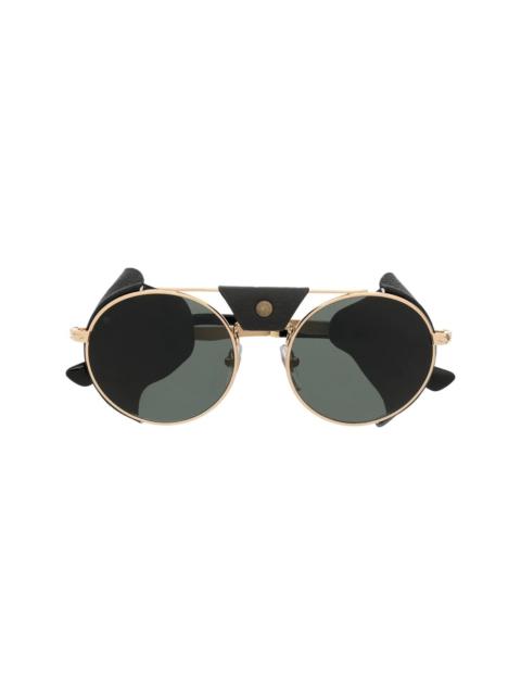 tinted leather-side rounded sunglasses