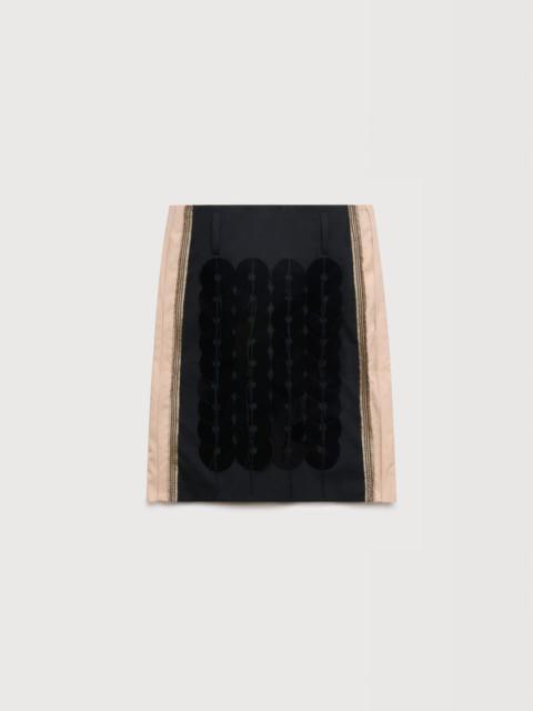 Marni BLACK POPLIN SKIRT WITH DISCO SEQUINS