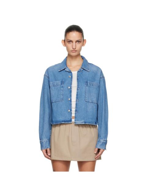 Alexander Wang Blue Cropped Long Sleeve Denim Shirt