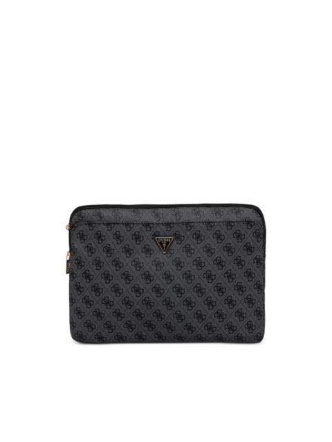 GUESS USA monogram-print logo-plaque laptop bag