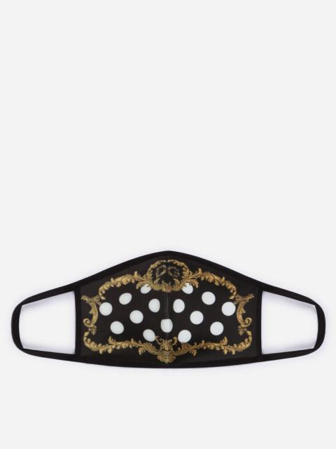 Dolce & Gabbana Neoprene face mask with baroque and polka-dot print