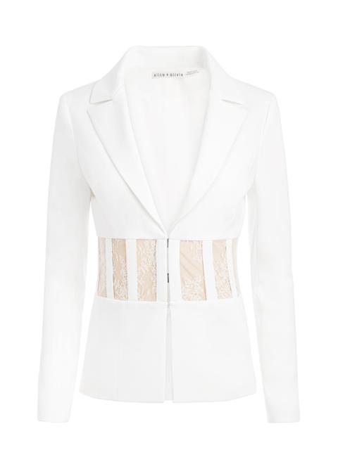 Alice + Olivia ALEXIA FITTED SHEER CORSET BLAZER