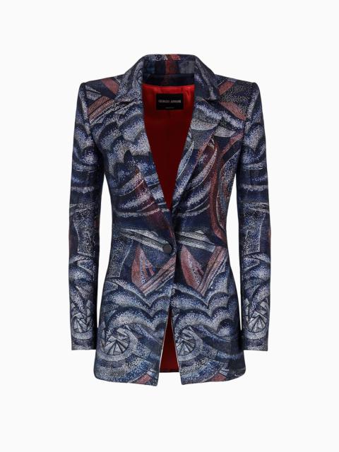 GIORGIO ARMANI Art Deco embroidered long single-breasted jacket