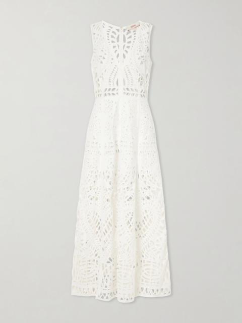 EMPORIO SIRENUSE Vivienne Brisé cut-out cotton midi dress White