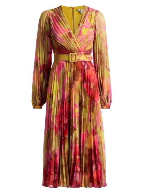 BADGLEY MISCHKA Women's Floral Pleated Belted Midi-Dress - Pink Multi