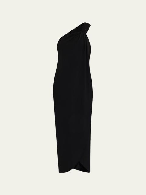 RONNY KOBO Xaden Draped One-Shoulder Crepe Maxi Dress