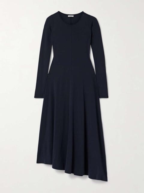 FFORME Jo asymmetric stretch-silk jersey midi dress Navy