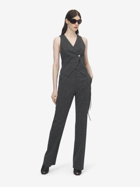 Alexander McQueen Flecked Pinstripe Corset Laced Waistcoat