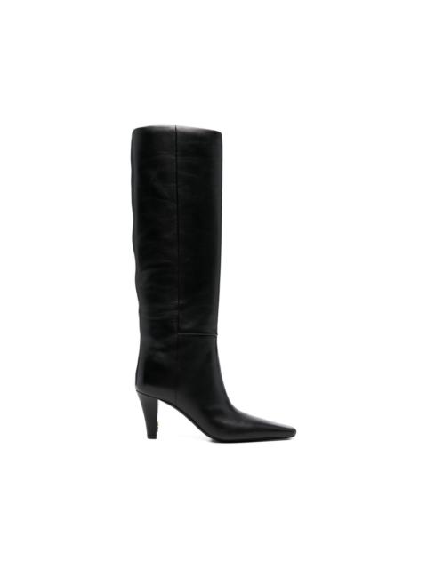 SAINT LAURENT square toe leather boots