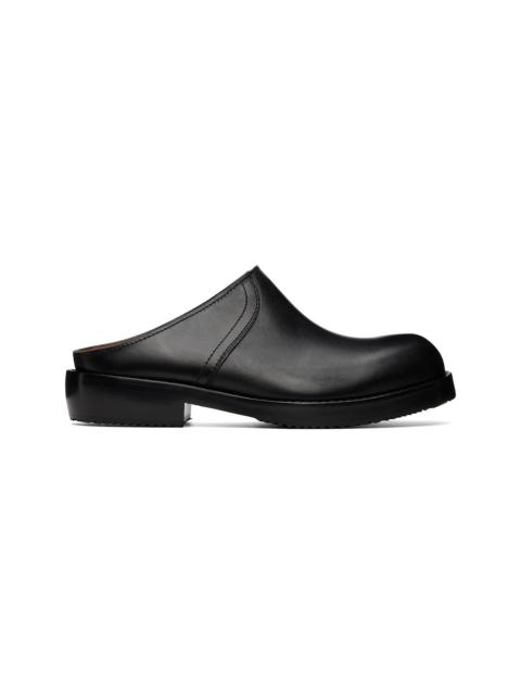Dries Van Noten Black Leather Clog Loafers
