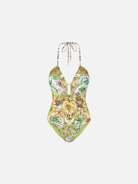 CAMILLA HALTER NECK TIE ONE PIECE W KEYHOLE WANDERLUST EMPIRE