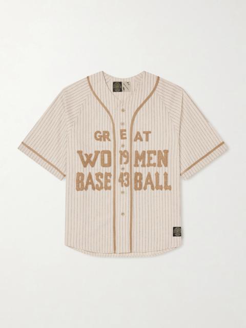 Kapital Oversized Striped Appliquéd Wool-Blend Shirt