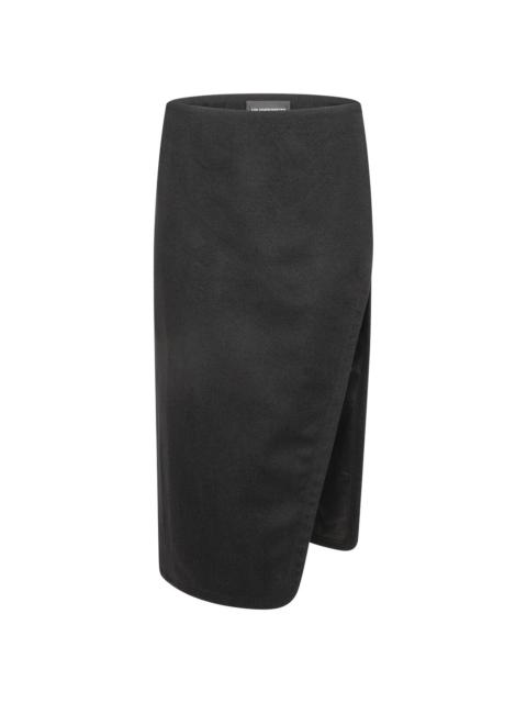 Oline Asymmetric Midi Skirt  in Black