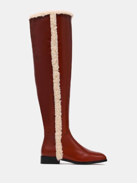 STEVE MADDEN CANTER FAUX FUR COGNAC LEATHER
