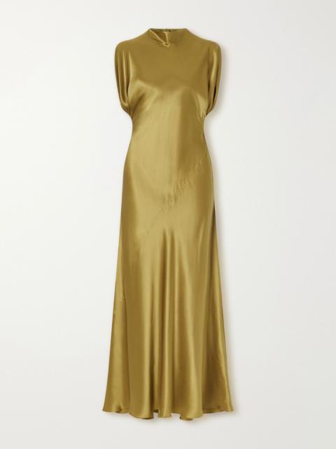 ABADIA Quinn silk-satin midi dress Chartreuse