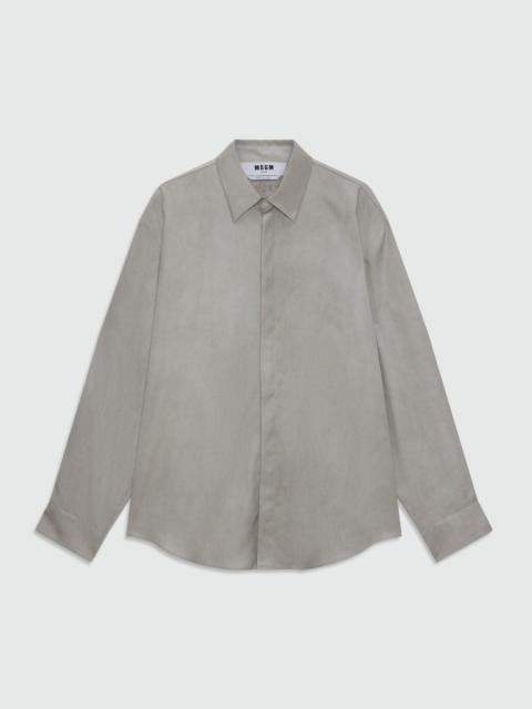 MSGM Ice grey long-sleeve lyocell shirt with hand airbrushed tie-dye effect