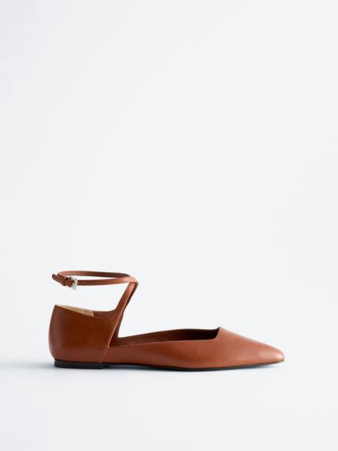 & Other Stories Leather Cross-Strap Ballet Flats
