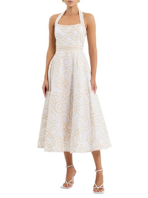 REBECCA VALLANCE Women's Irena Embroidered Halterneck Midi-Dress - Cream