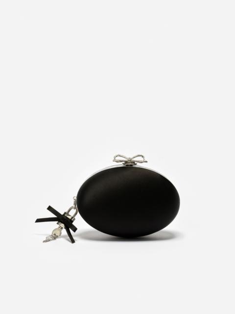 self-portrait Black Satin Oval Clutch