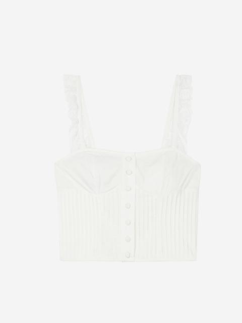 The Kooples ECRU COTTON TOP WITH RUFFLED LACE STRAPS