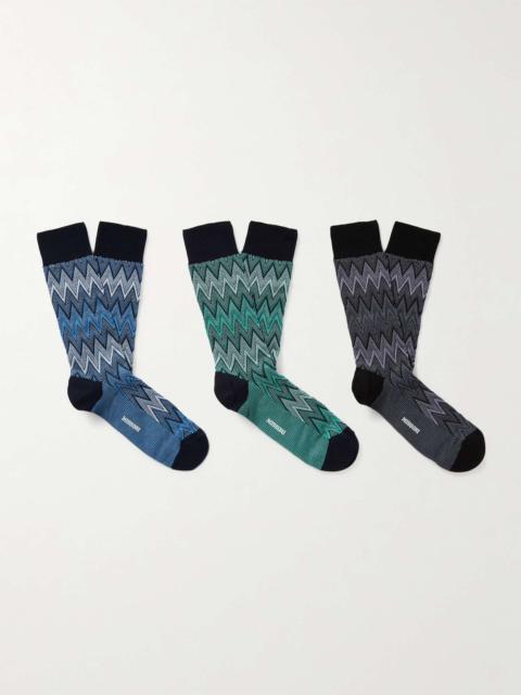 Missoni Three-Pack Crochet-Knit Cotton-Blend Socks
