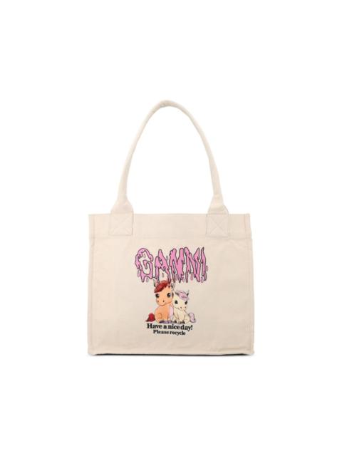 GANNI large graphic pony tote bag